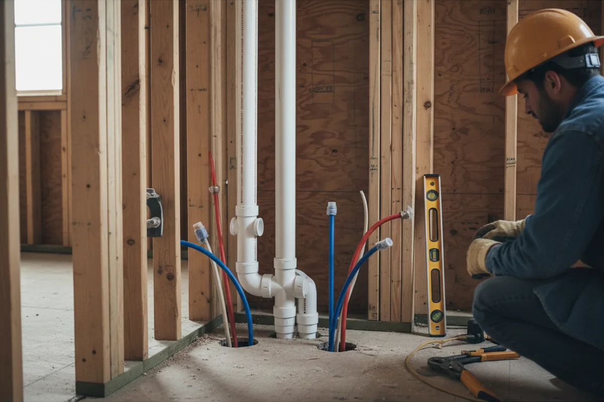 Drain and supply rough-in during Leak Detection in Mantachie